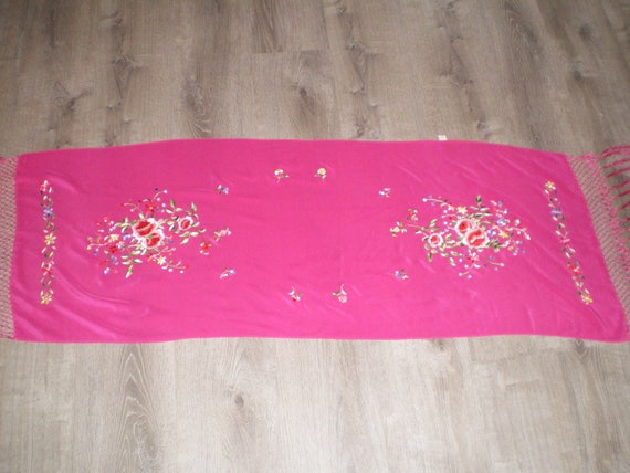 Stunning Vintage Chinese Razzberry 100% Silk Flor… - image 6