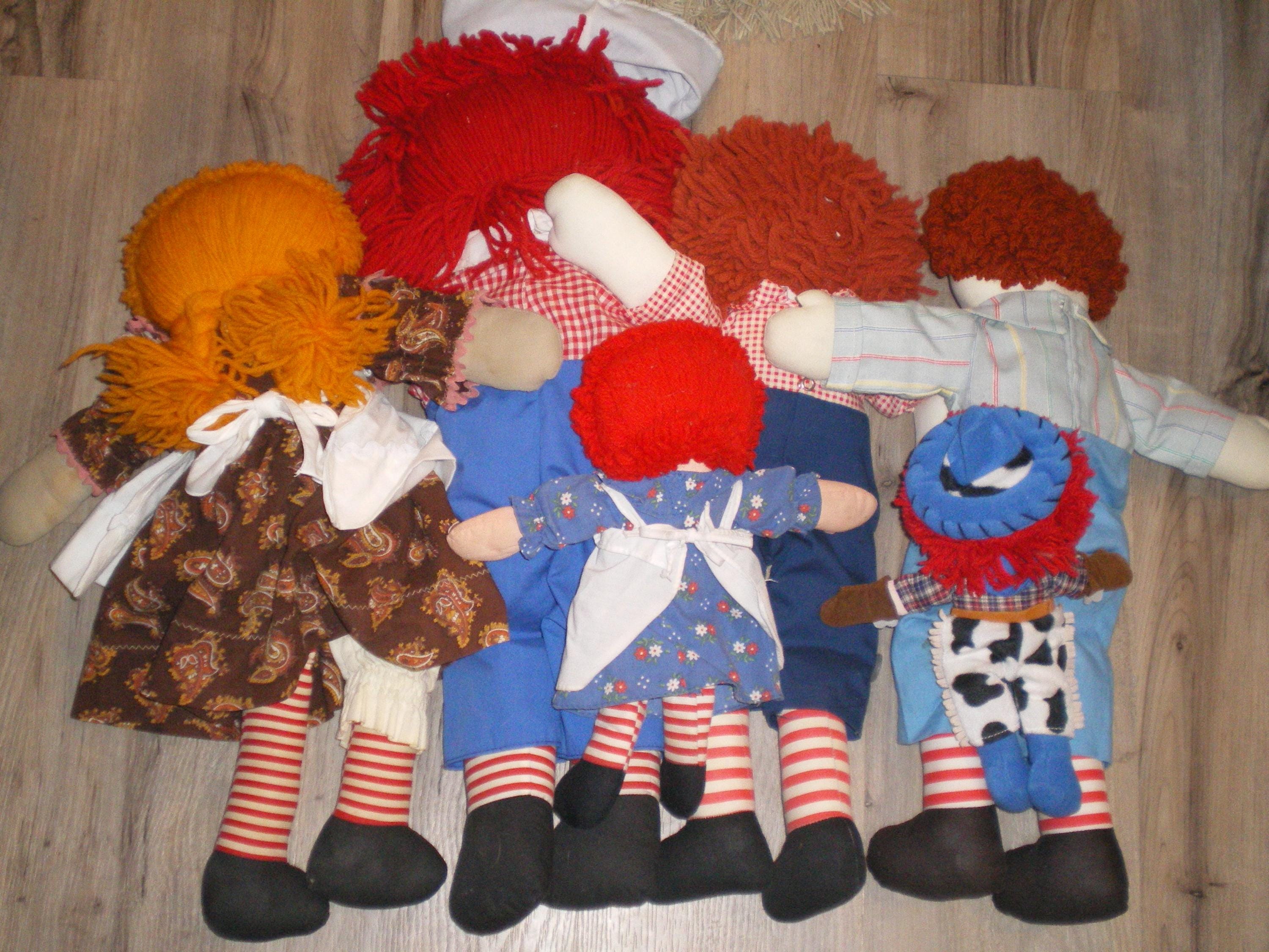 ビンテージ ラガディ アンディとアン人形 7 体セット (一部は手作り