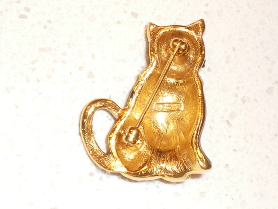 Darling Vintage Monet Signed Cat-Kitty Brooch/Pin… - image 5