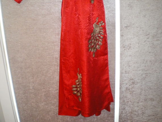 Stunning Vintage Thailand Red Silk/Silk Brocade W… - image 3