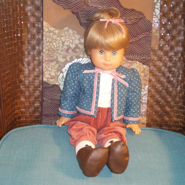 Stunning Vintage West Germany Gotz-Puppe 21" Girl Doll Original Tagged Clothing Leather Boots Blonde French Twist Hair Blue Eyes