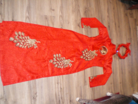 Stunning Vintage Thailand Red Silk/Silk Brocade W… - image 8