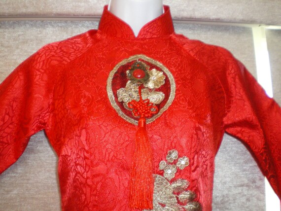 Stunning Vintage Thailand Red Silk/Silk Brocade W… - image 4