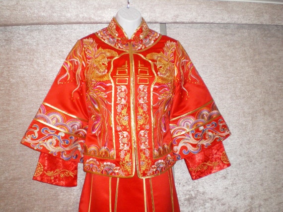 Stunning Vintage Chinese Kua Wedding Cheongsam Dr… - image 2