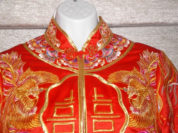 Stunning Vintage Chinese Kua Wedding Cheongsam Dr… - image 3