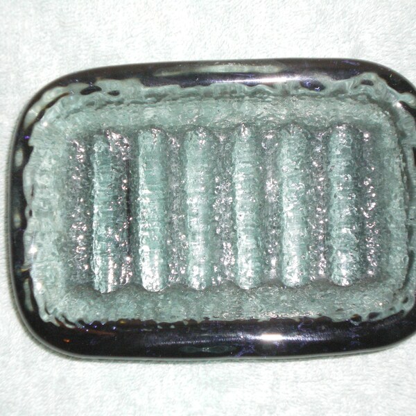 Beautiful Fire & Light Recycled Glass Twilight Gray Colored Rectangle Soap Dish #1