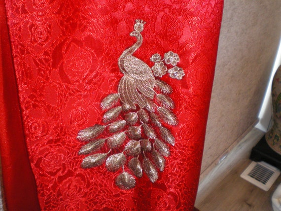 Stunning Vintage Thailand Red Silk/Silk Brocade W… - image 5