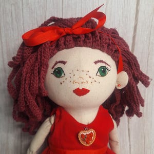 Handmade embroidered doll, collector doll, artist doll, unique gift, collector doll with certificate, strawberry doll