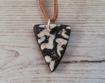 Ceramic Pendant with Necklace - Abstract Design