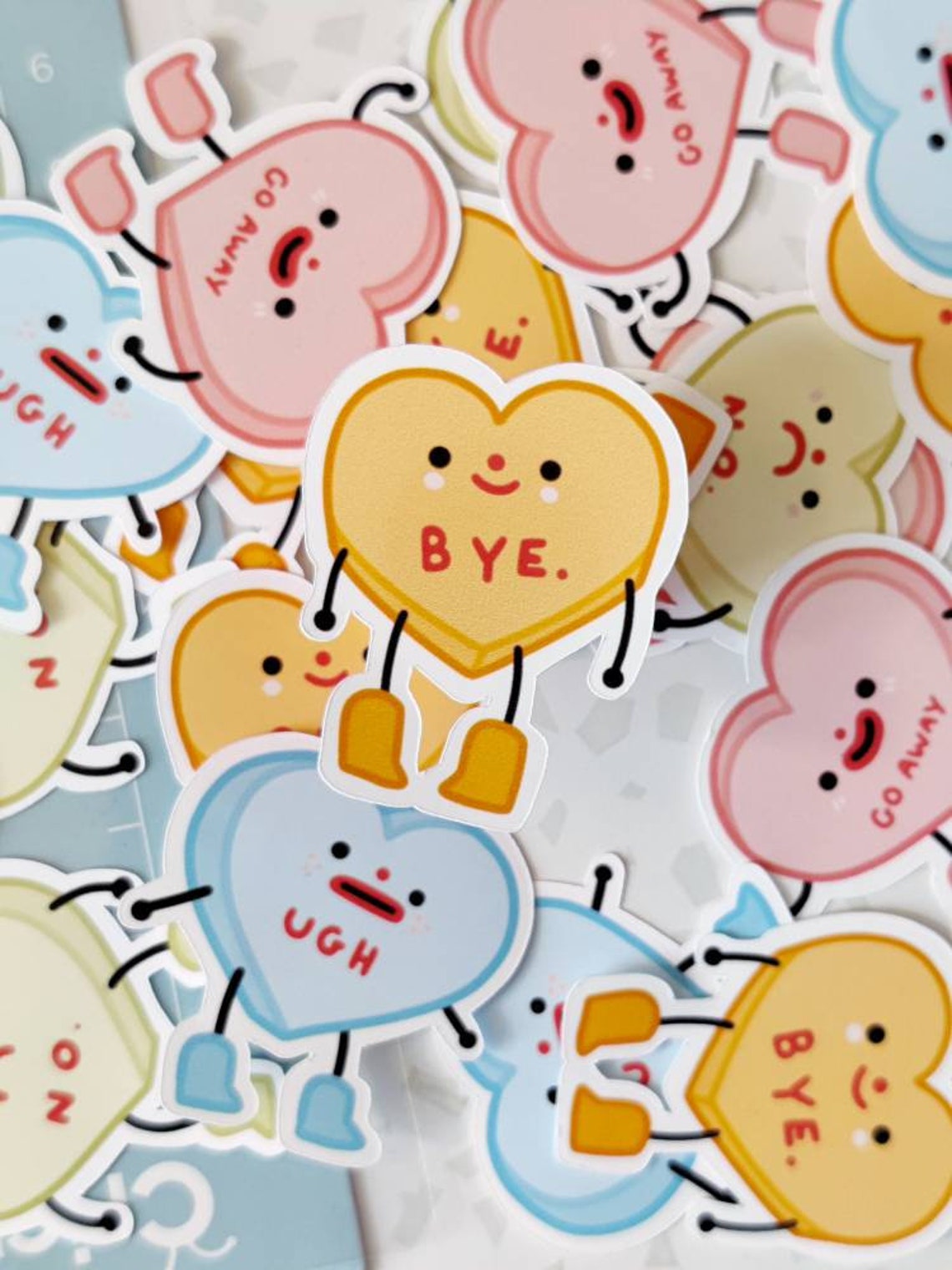 Cute valentine's candy heart stickers set of four Etsy