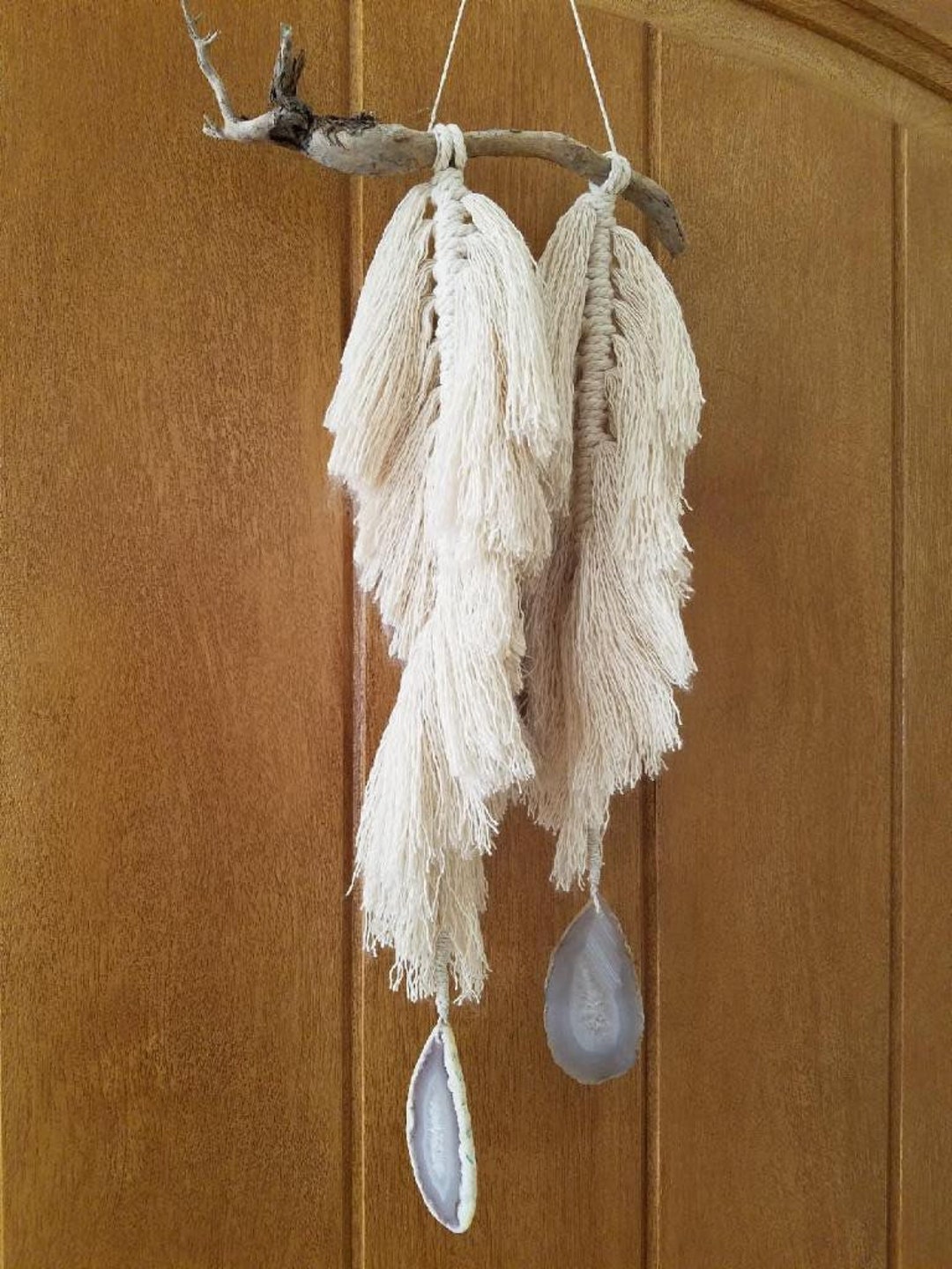Macrame and Natural Agate Wall Decor Etsy
