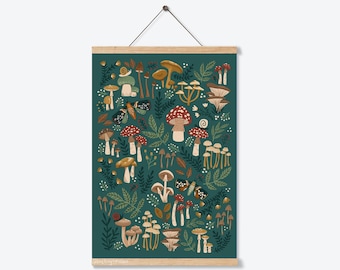 Cosy Mushroom Art Print- Woodland, Earthy, Warm, A5, A4, A3- Interior Decor- Plastic free, sustainable gift- cottagecore. Frame Not Included