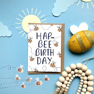 Carte d'anniversaire HAP-BEE - carte de bourdon - carte de joyeux anniversaire A6, carte recyclée épaisse mate - vierge à l'intérieur