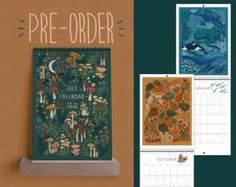 2023 Calendar *PRE-ORDER* Early Bird Price + mystery bookmark gift! A4 Illustrated Wall calendar. Cottagecore. Mushrooms. 12 month planner