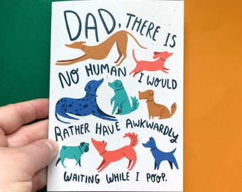 Carte de fête des pères pour chien ! - Bonne fête des pères de la part du chien ! Carte A6, carte recyclée extra épaisse mate - Intérieur vierge - fête des pères amusante,