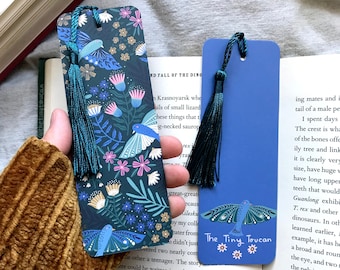 Birds bookmark. Folk Decorated Bird and Flora illustration- With or without tassel- Book worm gift- Book lover-  Pretty Stationery