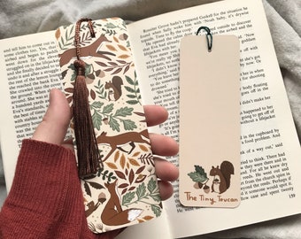 Foxes and Squirrels bookmark. Woodland Creatures illustration- Cottagecore- Autumn Fall Stationery- With or without tassel- Book lover gift