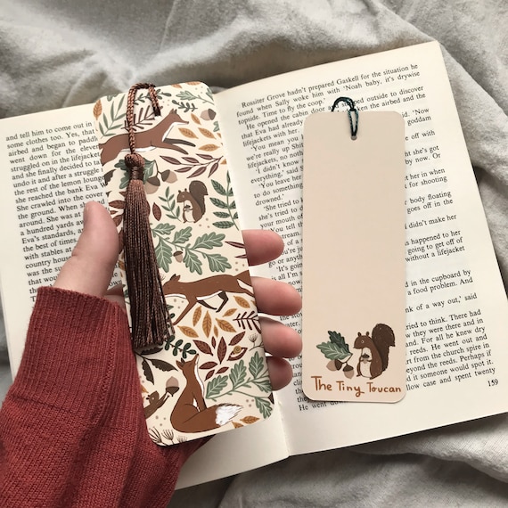 Foxes and Squirrels bookmark. Woodland Creatures illustration- Cottagecore- Autumn Fall Stationery- With or without tassel- Book lover gift