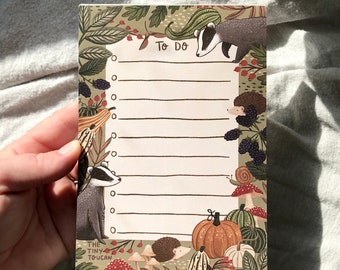 Badger and Gourd TO-DO  List- A6- Cottagecore- Hedgehog- Organisation-Mindfulness- Memo- Cute Eco Stationery- Sustainable Gifting