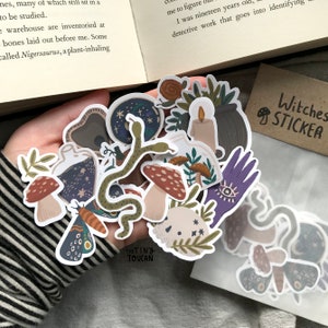 Witches Brew Sticker Pack! Cauldron- Mushroom- Crystal Ball- Skull- Snail- Water Resistant- Cottagecore- Cosy Stickers- Laptop sticker