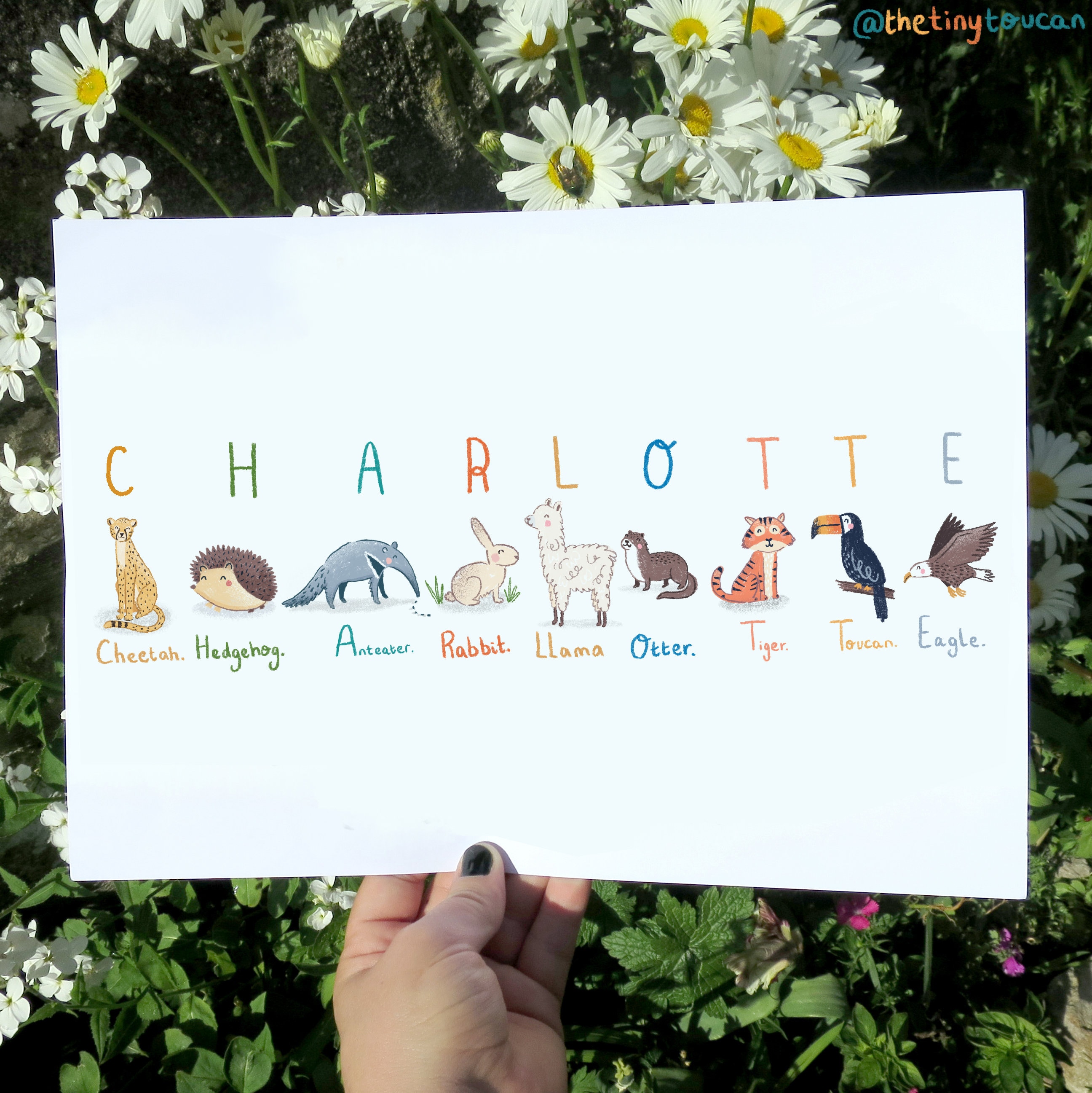 CUSTOM KIDS NAME A4/A3 Art Print. Nursery Wall Art Animal | Etsy