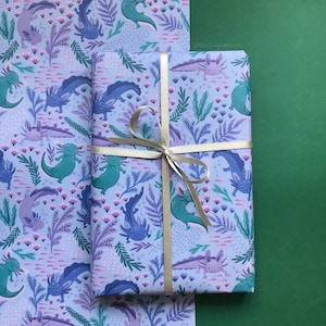 Papel de regalo Axolotl (hoja plegada A2+) Papel de regalo ilustrado Papelería bonita Papelería de regalo Papelería sostenible