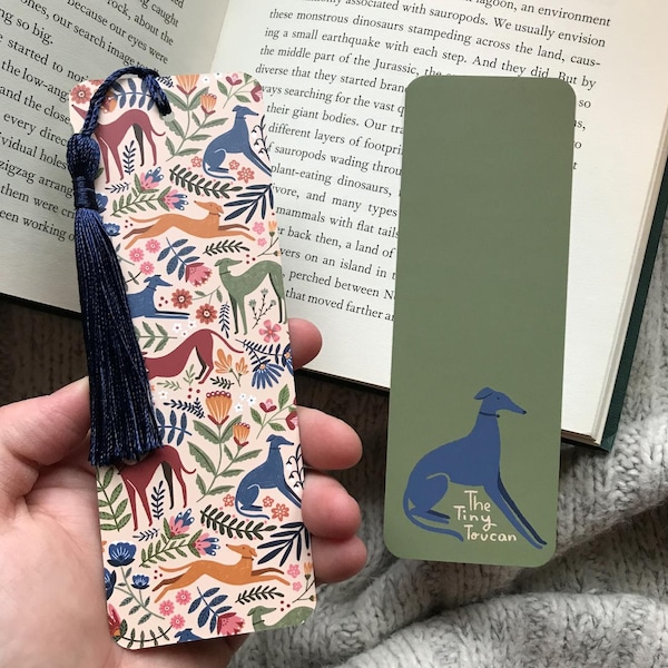 Autumn Long dogs bookmark. With or without tassel- Lurcher, Whippet, Greyhound, Saluki, Italian Greyhound- Dog Lover stationery