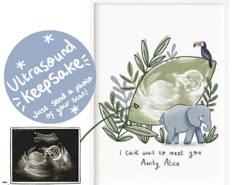 ELEPHANT ULTRASOUND KEEPSAKE A5/A4/A3- Baby Reveal, Pregnancy Announcement, Baby Announcement, Aunt, Uncle, Grandma, Grandad