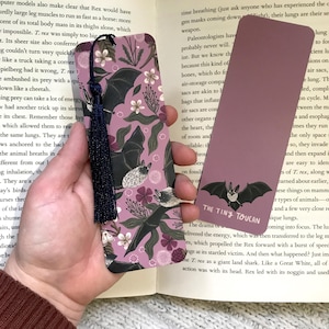 Bats and Berries bookmark. Halloween Witchy Autumnal- With or without tassel-  Book worm gift- Book lover-  Pretty Stationery