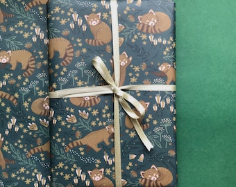 Red Panda-cadeaupapier (A2+ gevouwen vel) geïllustreerd inpakpapier- Pretty Stationery- Cadeaupapier- duurzaam briefpapier