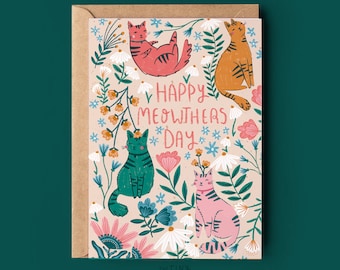 Meowthers Day- Cat Mum, Cat Mom, A6 Mothers Day Card- Mum- Love You Mum- Matte thick recycled card