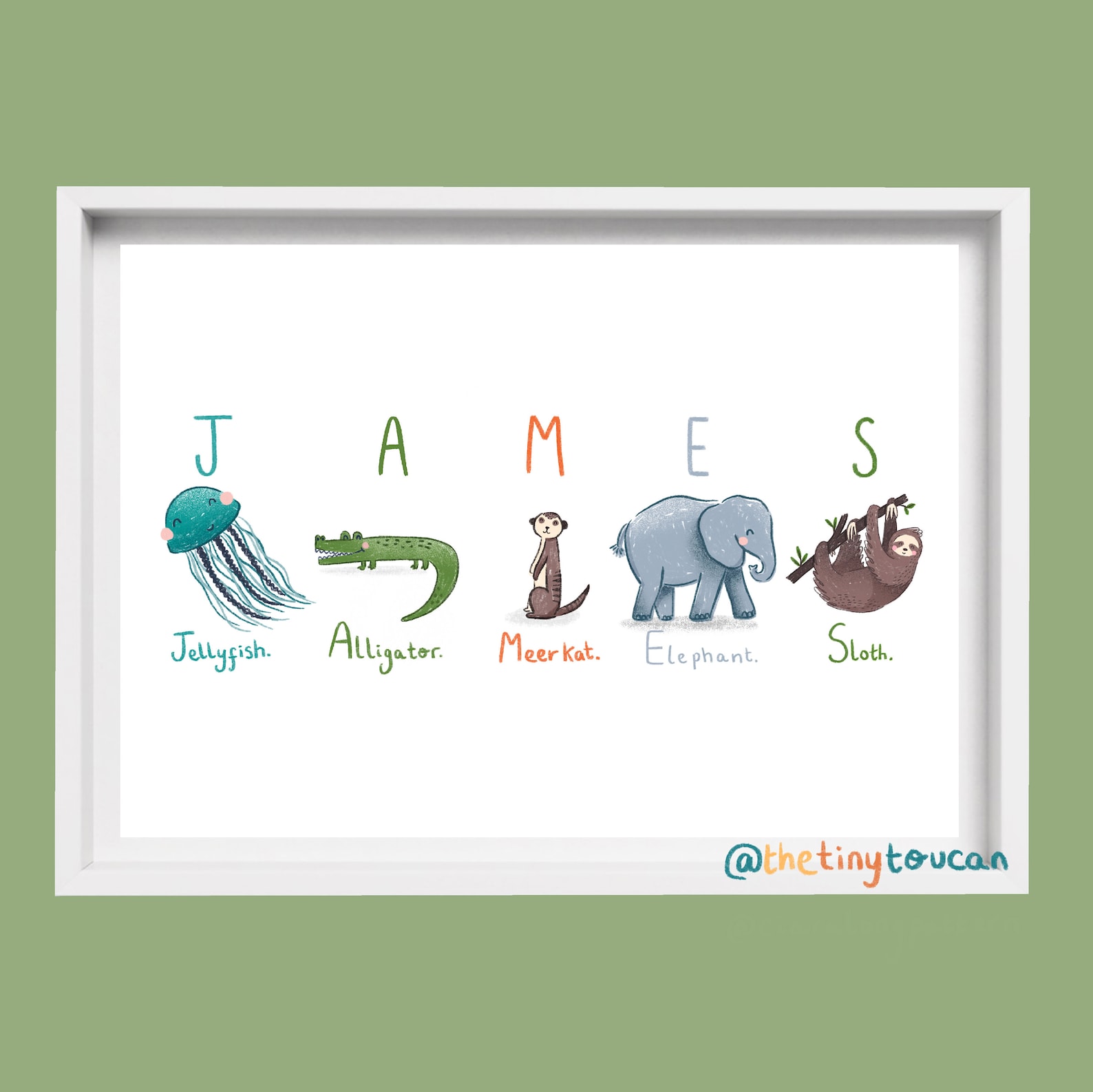 NAME ANIMAL PRINT A4/A3 Kids Name Art Nursery Wall Art Name Etsy