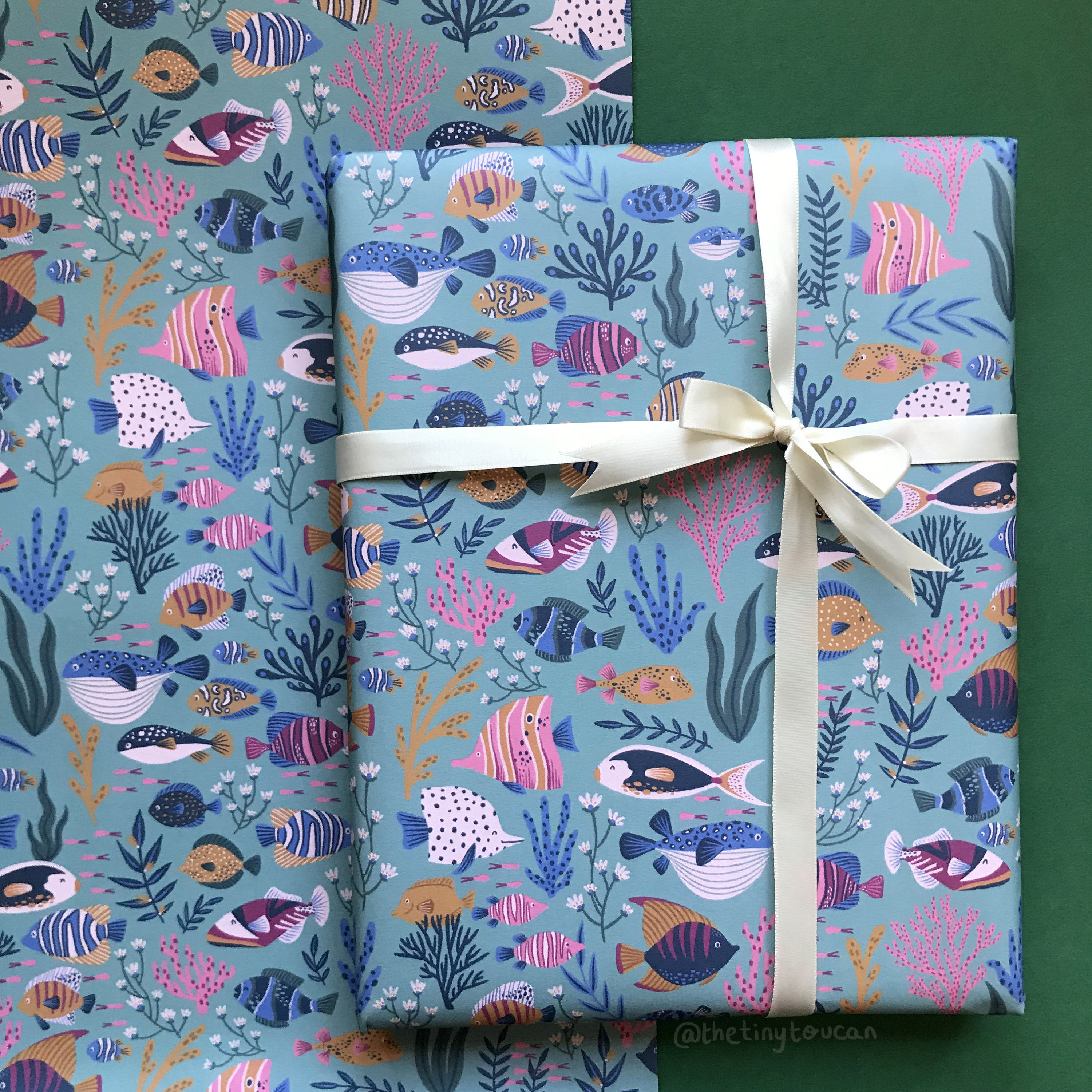 Carta Da Regalo Con Pesce - 6 Fogli Di Carta Da Regalo Per Donna - Pesce Intricato - Floreale - 4