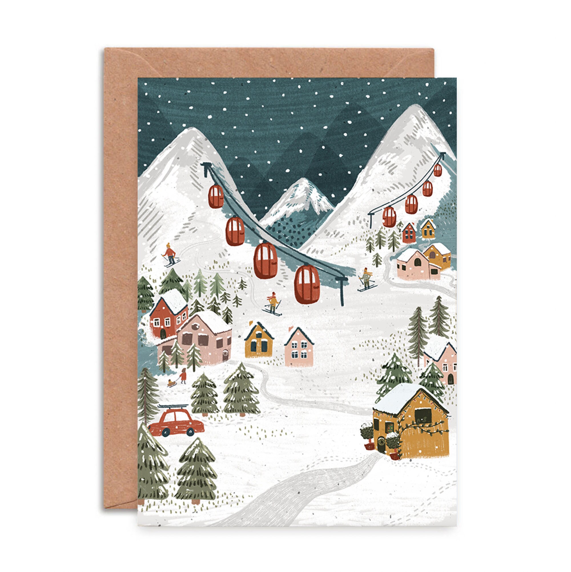 NEUSER PAPIER Set di 10 biglietti pieghevoli in carta kraft verde vintage con buste, formato DIN