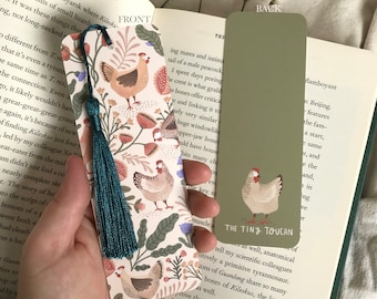 Spring Chicken bookmark -Flowers- With or without tassel- Kawaii bookmark- Book worm gift- Book lover-  Pretty Stationery