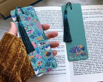 Marque-page poissons. Avec ou sans pompon- Sous la mer- Mignon marque-page- Marque-page kawaii-Cadeau vers de livre- Amateur de livres- Jolie papeterie