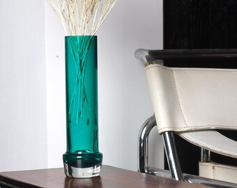 vase vintage de style Murano | Moderne du milieu du siècle | Travail du verre design italien | Vert Turquoise | Verre Sommerso | 1950 1960 |