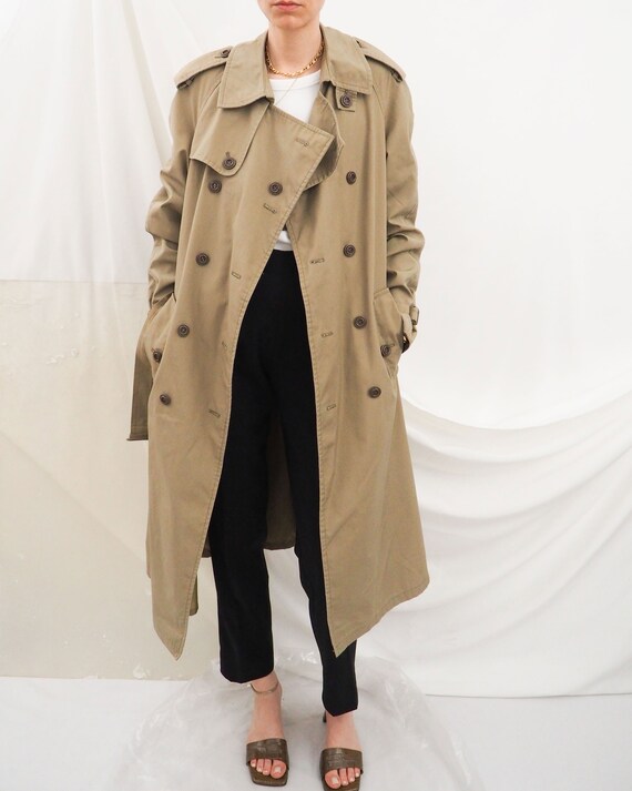 Vintage Trenchcoat Trench Belted Coat Khaki Beige