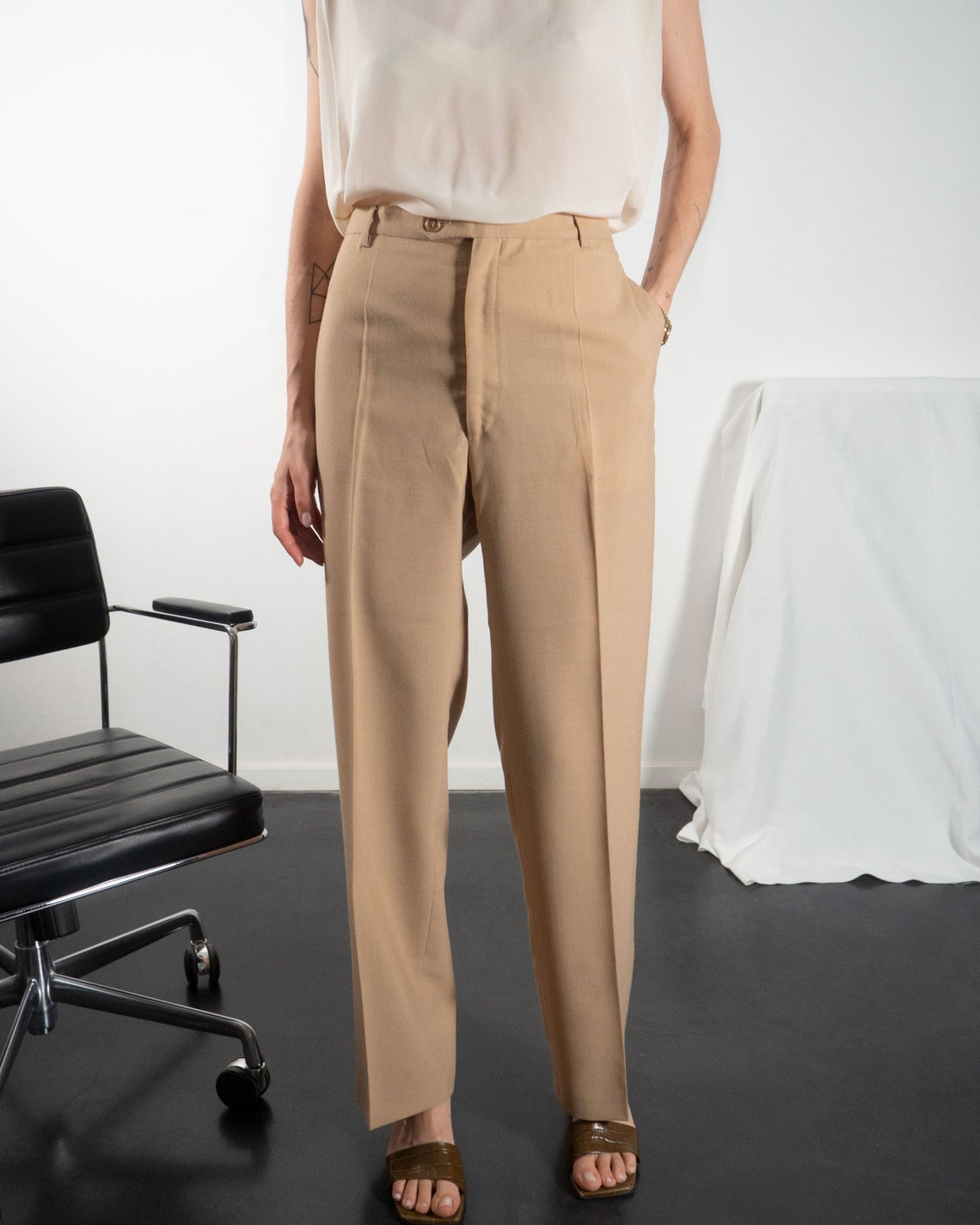 Vintage Camel Dress Pants Trousers for Women in Tan Camel of | Etsy