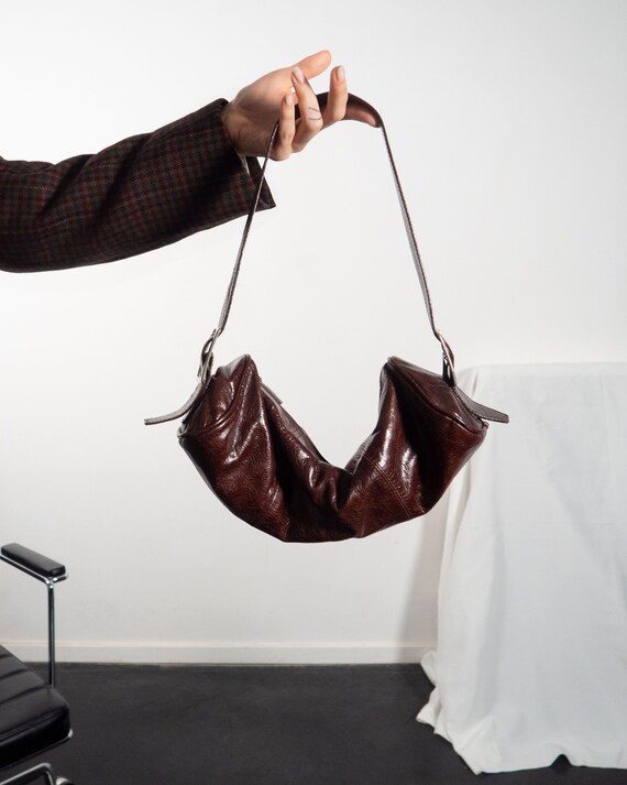 Y2K Purse of Leather in Maroon Burgundy Red Brown