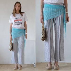 Marina Yachting Pants | vintage secondhand preloved pre-owned striped cotton Italian nautical wrap beach low waist rise y2k 90s straight fit