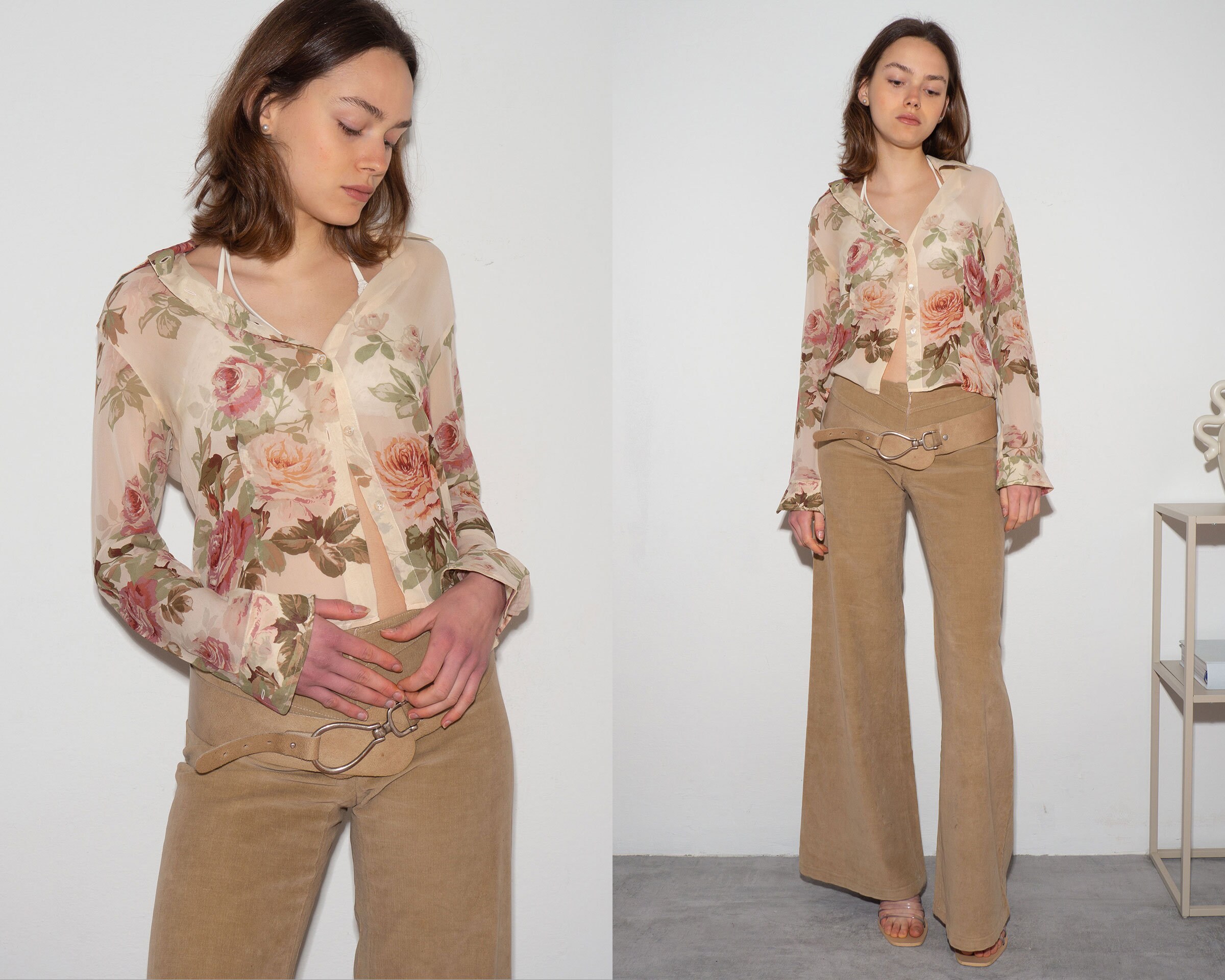 SPORTMAX SILK BLOUSE Vintage Secondhand Preloved Pre-owned Floral 
