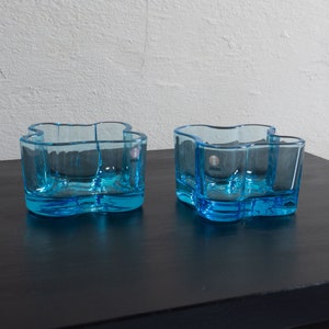 IITTALA Alvar Aalto Tealight Holder (1 piece left) | vintage secondhand preloved pre-owned light blue rare glassware bowl candleholder