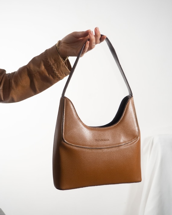 Y2K Purse of Leather in Cognac Tan Brown | Mini Ba