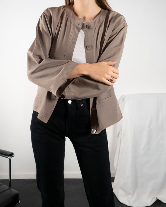 Vintage Valentino Blouse in Taupe Beige of Cotton