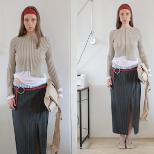 Sarah Pacini Knit | vintage secondhand preloved pre-owned Belgian designer archive avant garde asymmetric sculpted fitted minimal sweater