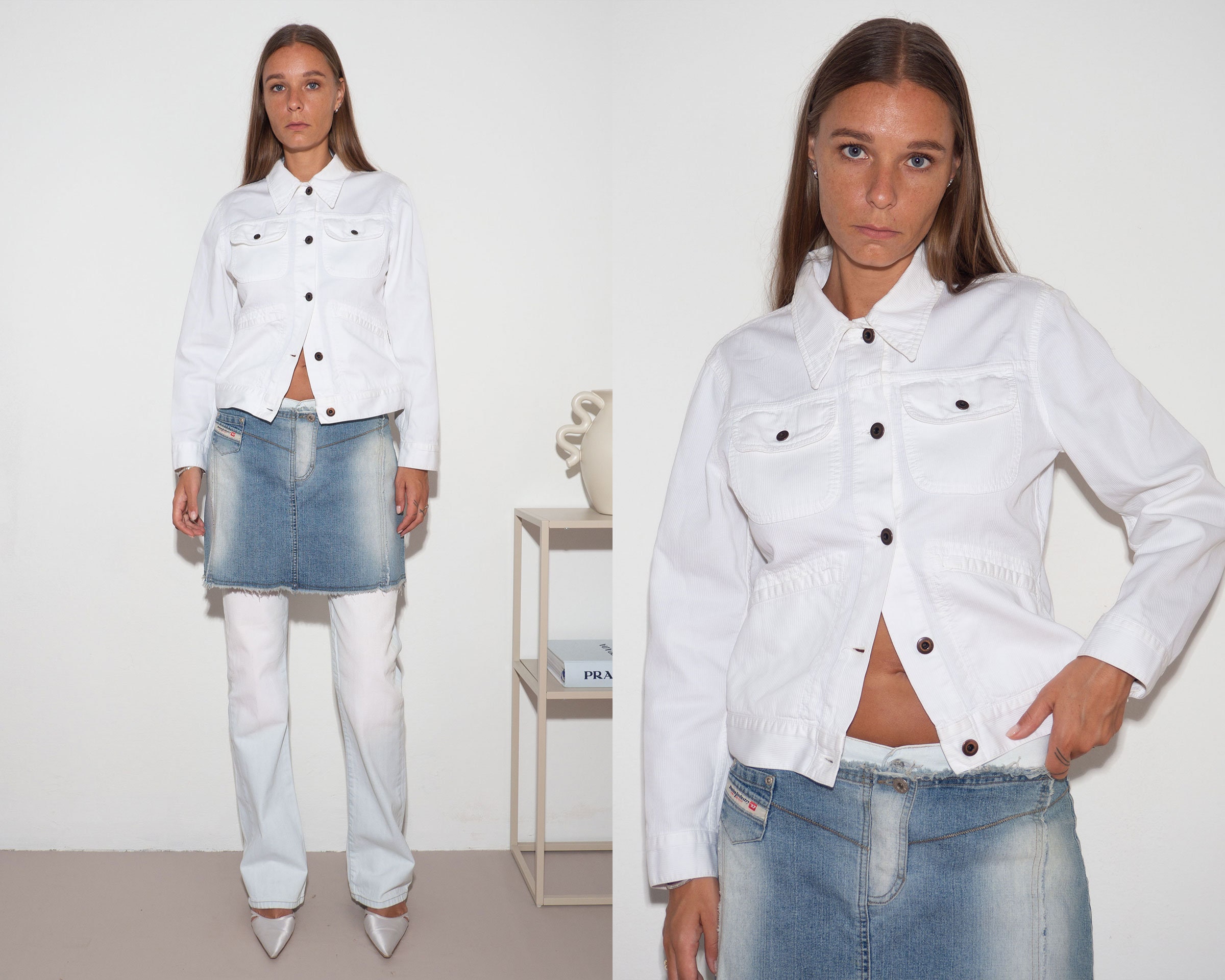 MIU MIU JACKET | Vintage Secondhand Preloved Pre-owned White Jeans 