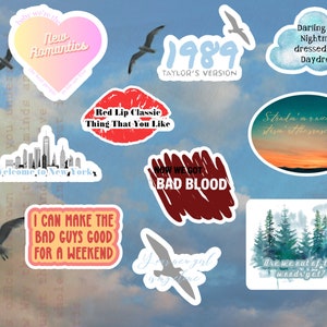 Taylor Swift Stickers, Party Pack, Folklore, Water Bottle Stickers