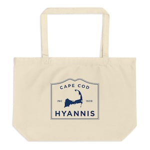 Hyannis Cape Cod Large Tote Bag, Hyannis Mass Tote Bag, Hyannis MA Bag, Cape Cod Tote Bag, Cape Cod Beach Bag, Cape Cod Beach Tote