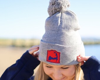 Cape Cod Pom Pom Knit Beanie, Cape Cod Beanie, Cape Cod Hat, Cape Cod Hats, Cape Cod Mass Hat, Cape Cod Winter Hat, Cape Cod Knit Hat